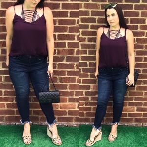 Kancan KC9131D Distressed Skinny Jeans Zipper Hem